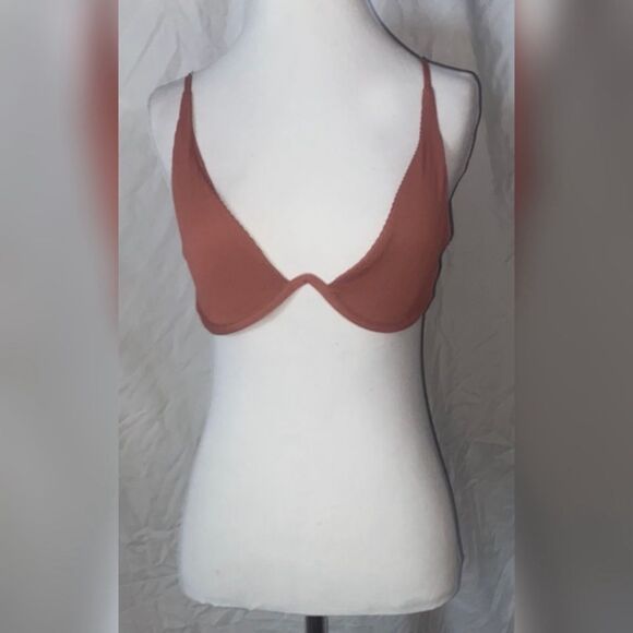 Garage, Dark Mauve/Blush, Plunging, V Neck, Wired Bikini Top - Picture 3 of 12